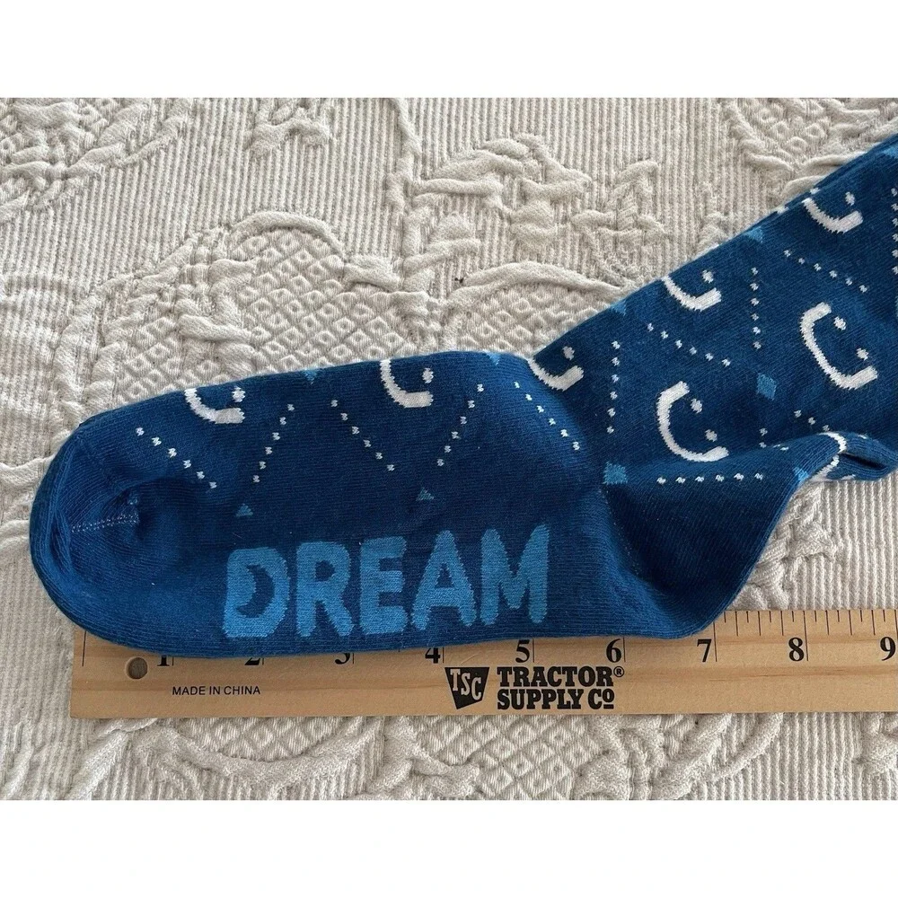 Cubby Socks Blue w/ White Smiley Face Dream Big w Chubby One Size New